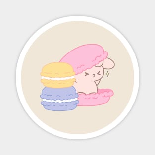 Adorable Bunny Rabbit Nestled Inside a Giant Macaroon - A Sweet Fantasy! Magnet